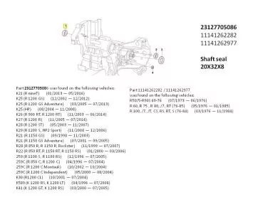 Getriebe Eingang Wellendichtring R50 - R1200 - K1200 20X32X8 vgl. BMW 23127705086