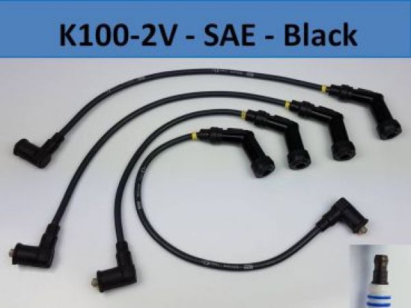 K100-2 V - Zündkabelsatz Silikon für Bosch Kerzen (oder andere mit SAE Anschluss) - schwarz